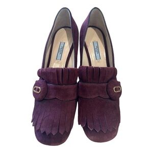 Prada Women's Burgundy Suede Loafers